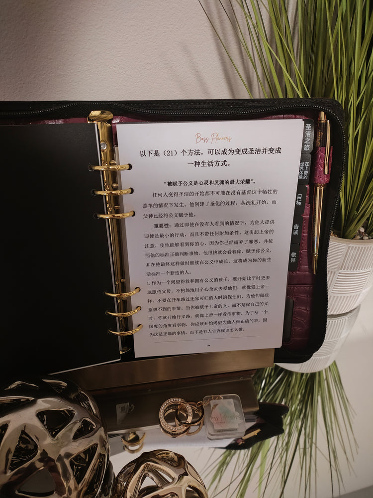 Read and plan with this beautiful leather croc planner in your own language. This one comes in Chinese and English and will come in many more languages and colors in the future.